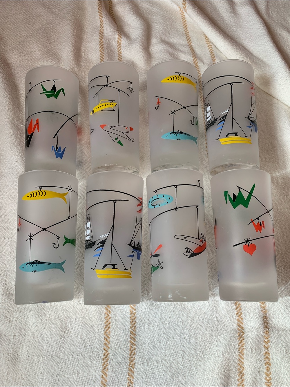 Set of 8 Libbey Mid Century Modern Frosted Highball Glasses